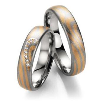 Fischer Trauringe Weissgold-Apricotgold 05 07167/050