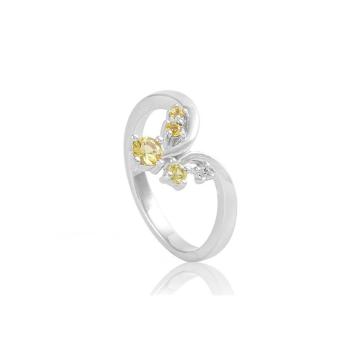 Breuning Brillant Safir gelb Ring Weissgold 41050460