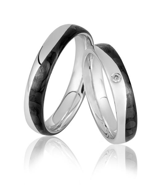Saint Maurice Trauringe Carbon Weissgold 49/81469 + 49/81470