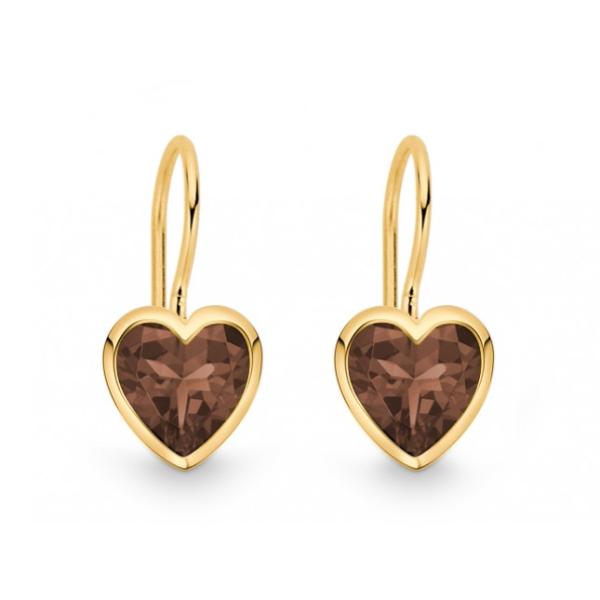 Quinn Ohrhänger 585 Gelbgold Herz Rauchquarz 535187932