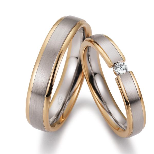 Gettmann Trauringe Grauold-Rosegold 8405.40 + 8405.50